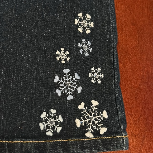 NWOT Gymboree 2008 Winter Snowflake Rhinestone Snowflake Denim Boot cut Jeans 8+ - Picture 7 of 15